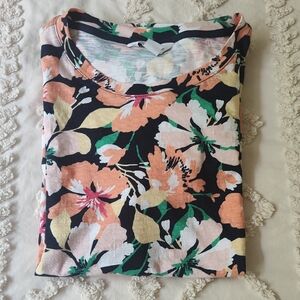 Liz Claiborne Orange Multicolor Short Sleeve T-Shirt